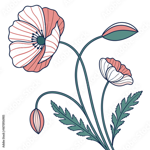 A poppy flower icon with a delicate, wavy petal structure.