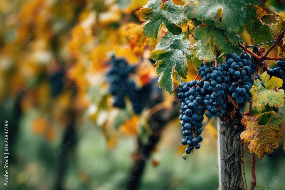 Fototapeta premium Autumn grapes on vine