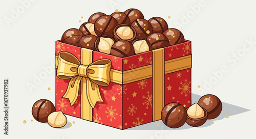 National day of macadamia nut september 4th vector delicious macadamia nuts gift box perfect for christmas holiday season and special occasions treat yourself