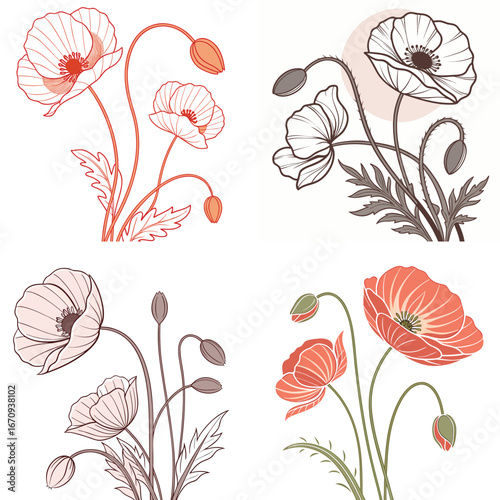 A poppy flower icon with a delicate, wavy petal structure.