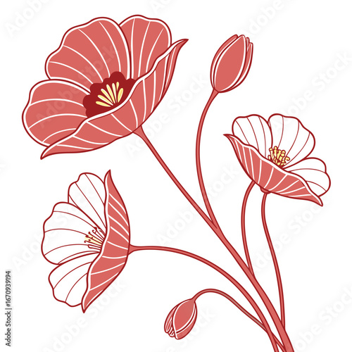 A poppy flower icon with a delicate, wavy petal structure.