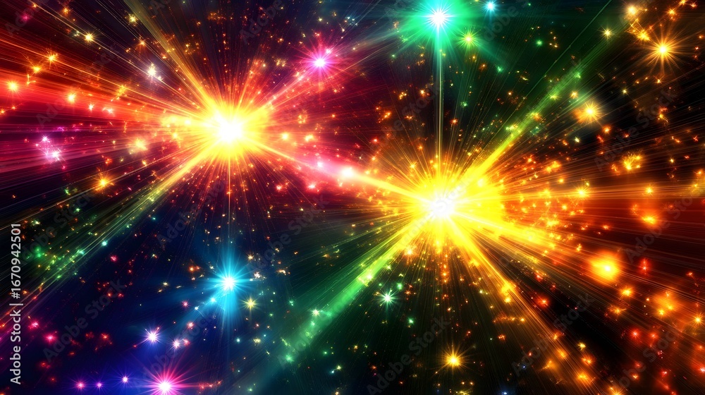 Fototapeta premium Colorful explosion of light in space.