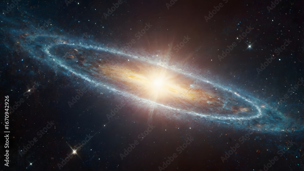 Obraz premium Stunning spiral galaxy with glowing rings in deep space