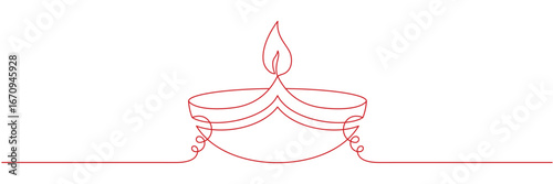 Diya diwali line art style on white background	