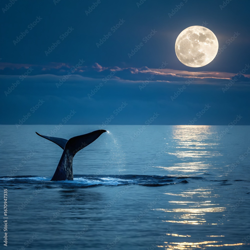 Naklejka premium dolphin in the night