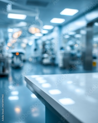 Wallpaper Mural White clean countertop with blurred hospital background Torontodigital.ca