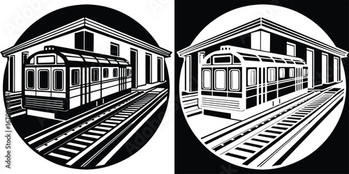 Vintage trolley arrives at historic station, capturing timeless urban transportation charm