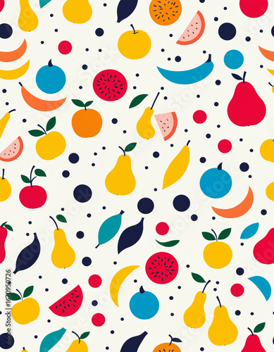 abstract fruit and leaves d...