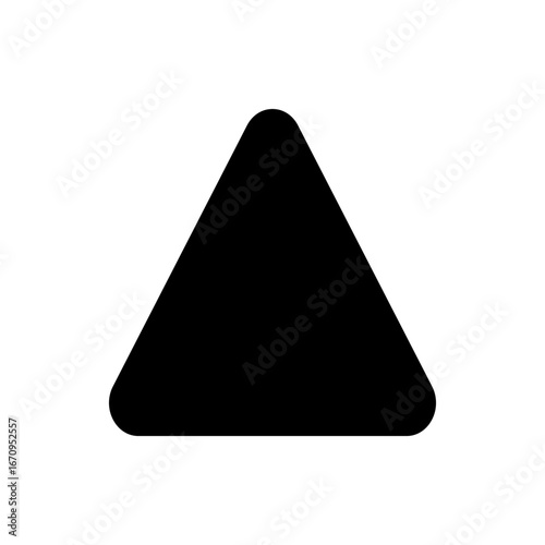 Illustration of a solid black triangle with rounded corners on a white background in simple geometric style