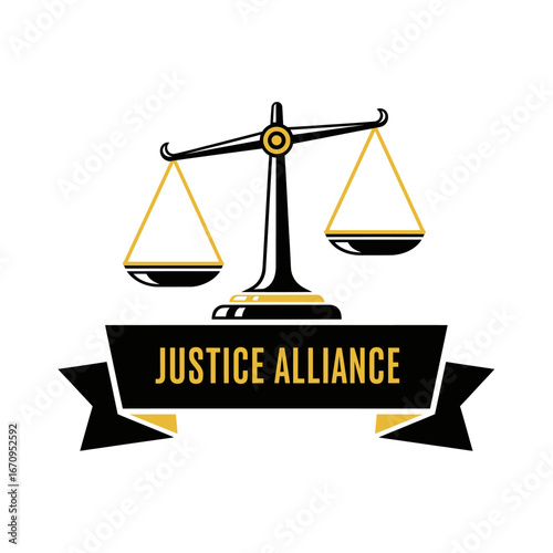 Logo design featuring scales of justice and the words 'Justice Alliance'.