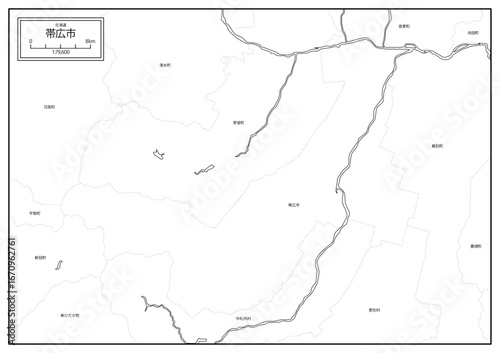 北海道帯広市の白地図データ