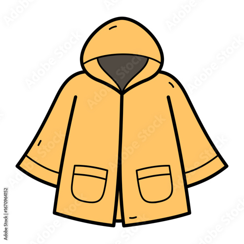 Bright Yellow Raincoat with Hood and Pockets