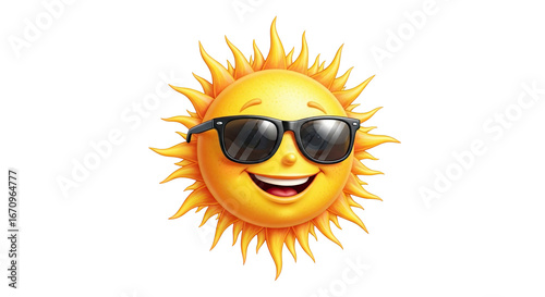 Smiling sun with sunglasses vector illustration summer sun sunshine happy sun cartoon sun summer vibes heatwave on transparent background