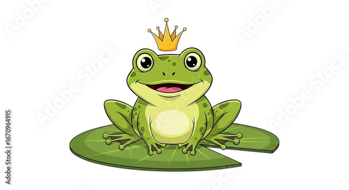 Cute frog prince cartoon illustration vector image for kids books and children's designs royalty free on transparent background