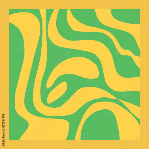 Groovy stylish abstract pattern in green and yellow colors.