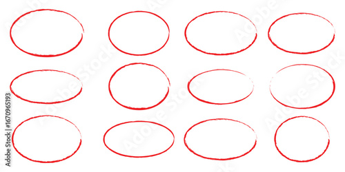 Hand drawn doodle grunge circle highlights. Charcoal pen round ovals. Marker scratch scribble in circle Round scrawl frames. Hand-Drawn Circle round Highlights Red Crayon, Marker,Pencil & Doodle Style