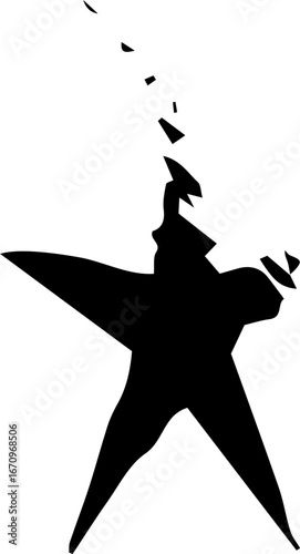 Black grunge abstract illustration silhouette with paint splatter effect isolated on white background. 
