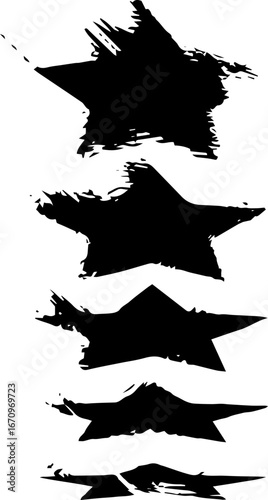 Black grunge abstract illustration silhouette with paint splatter effect isolated on white background. 