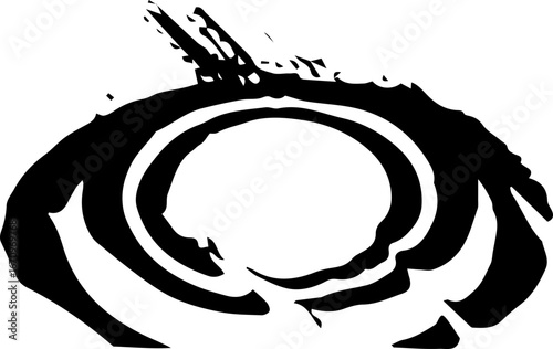 Black grunge abstract illustration silhouette with paint splatter effect isolated on white background. 