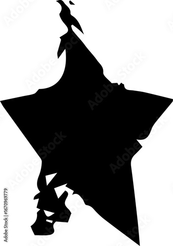 Black grunge abstract illustration silhouette with paint splatter effect isolated on white background. 