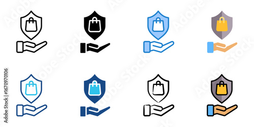buying protection icon set multiple style collection 
