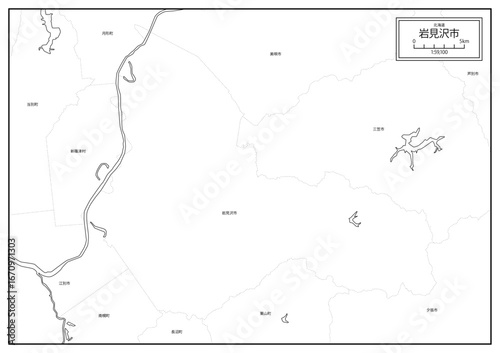 北海道岩見沢市の白地図データ