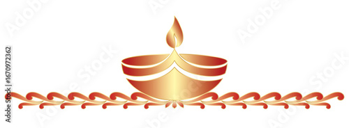 Diya diwali candles isolated on white background	