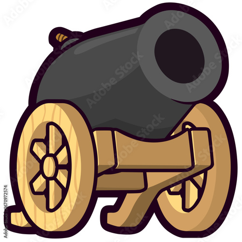 vintage cannon cartoon sticker illustration