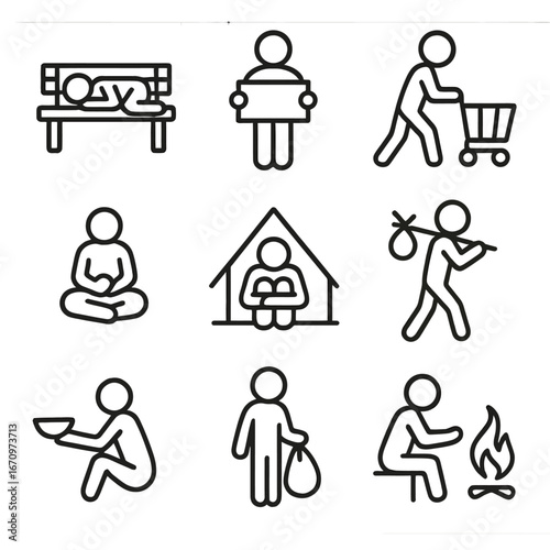 Homeless People and Poverty Icons
