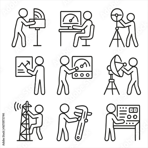 Radar Engineer and Technician Icons