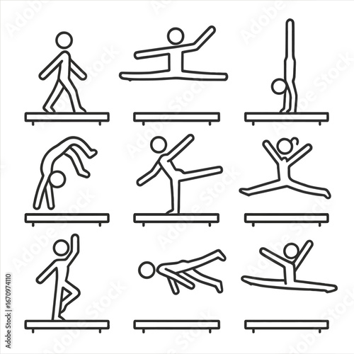 Balance Beam Gymnastics and Performance Icons