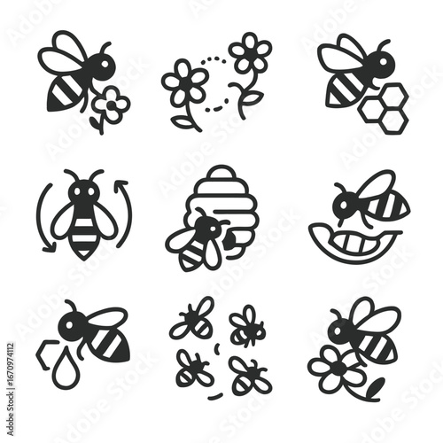 Pollination and Bee Activities Pictograms