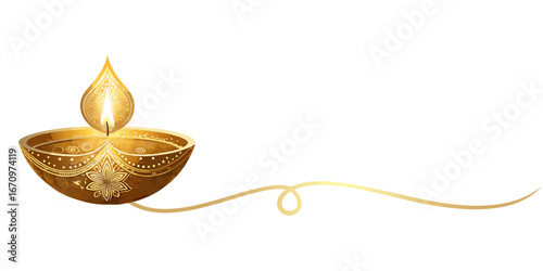 Diya diwali candles isolated on white background	