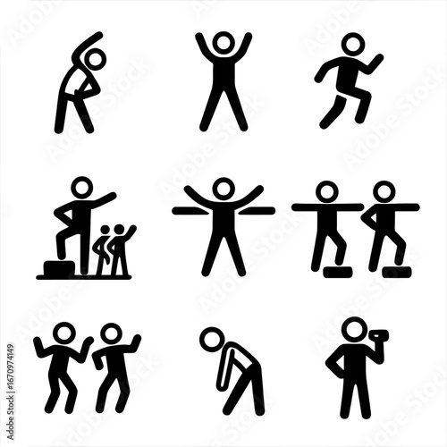 Aerobics and Fitness Training Icons
