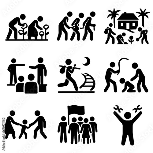 Slavery and Human Rights Abuse Pictograms