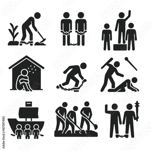 Slavery and Human Trafficking Icons