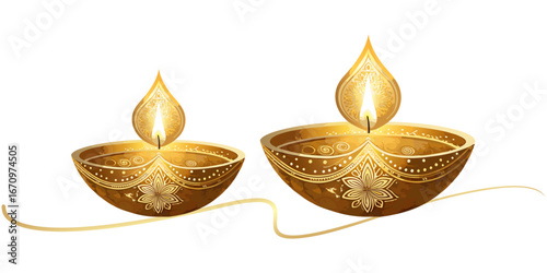 Diyas diwali holder isolated on white