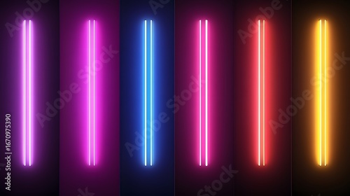Wallpaper Mural Neon light tubes in various colors against dark background. Torontodigital.ca