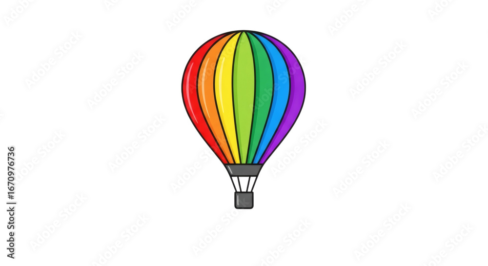 Fototapeta premium Multicolored hot air balloon against a black background illustration