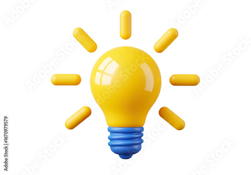 3d cartoon light bulb icon for idea concept png