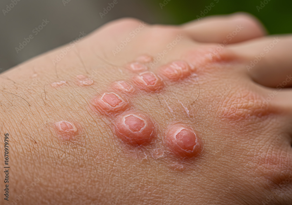 Fototapeta premium Red skin irritation on hand