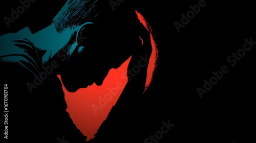 Person suffering from severe depression. Psychology, anxiety, solitude, fear or mental health problems concept.