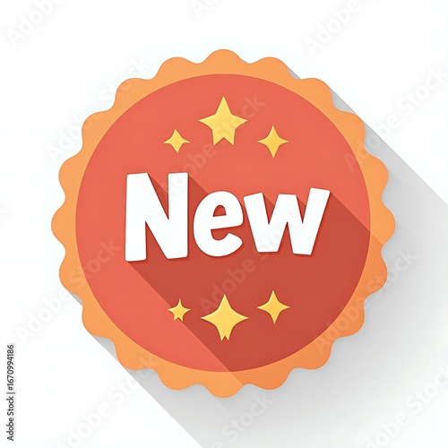 New Product Badge with Stars Marketing Announcement