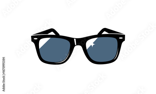 Classic Black Wayfarer Style Sunglasses with Blue Tinted Lenses.