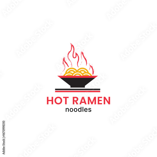 Hot ramen logo, noodles logo