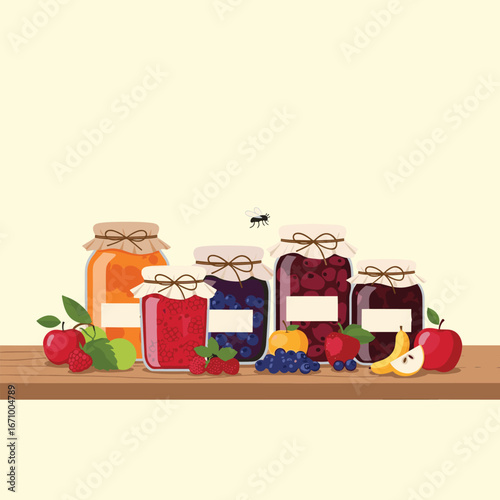 Delicious homemade jams and preserves featuring fresh fruits and sweet ingredients