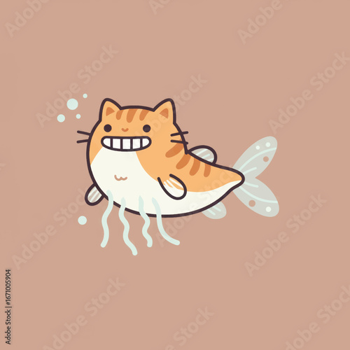 cat with a fish