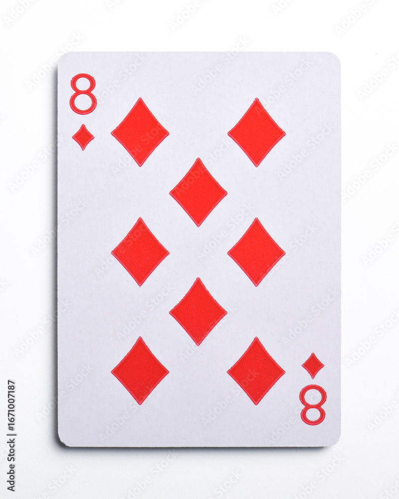 Obraz premium Eight of Diamonds playing card, isolated on white background