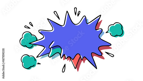 Bursting explosion with teal smoke and coral accents comic pop art