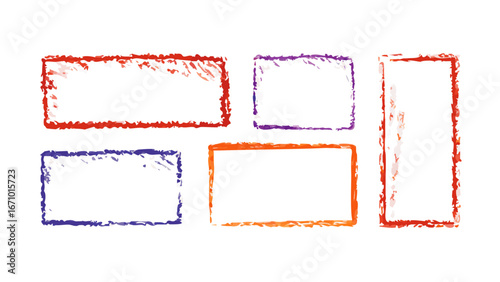 Colorful sketchy crayon style frames borders